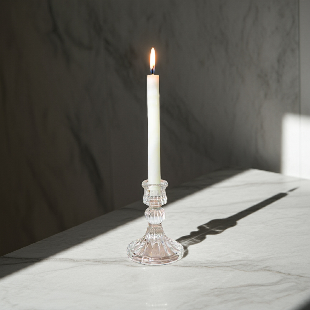 Woodside Home Living Vintage Style Glass Dinner Candle Holder