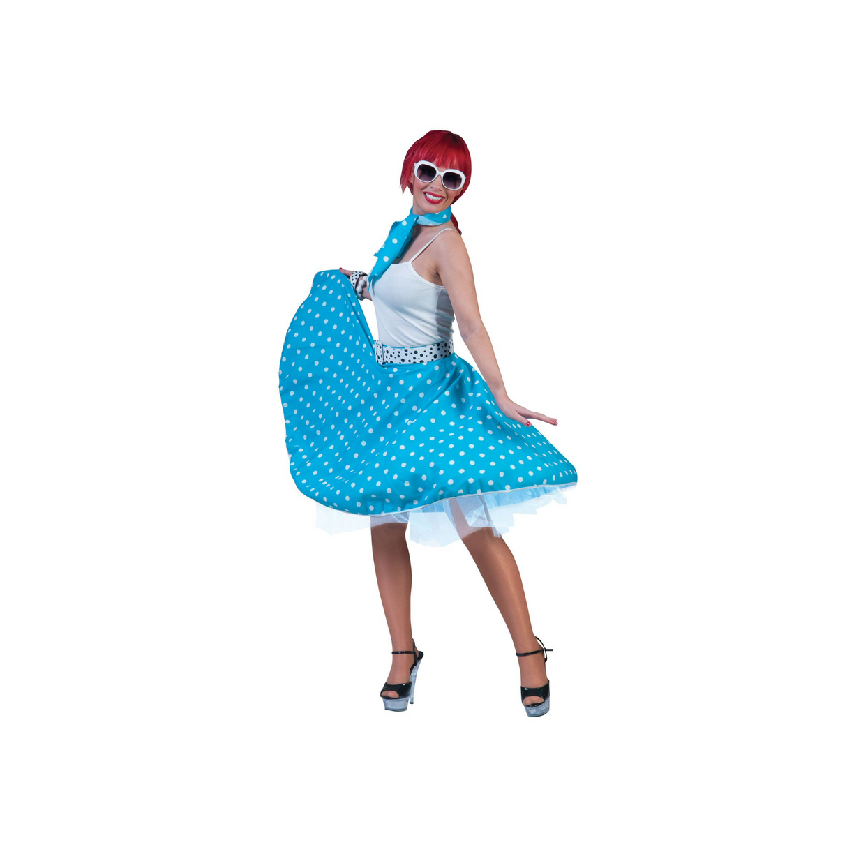 Fifties Rock 'N' Roll Skirt & Scarf Fancy Dress Outfit