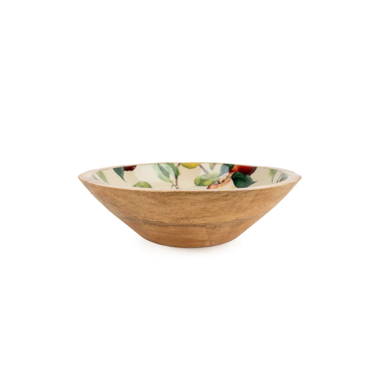 apples and pears large mango wood bowl