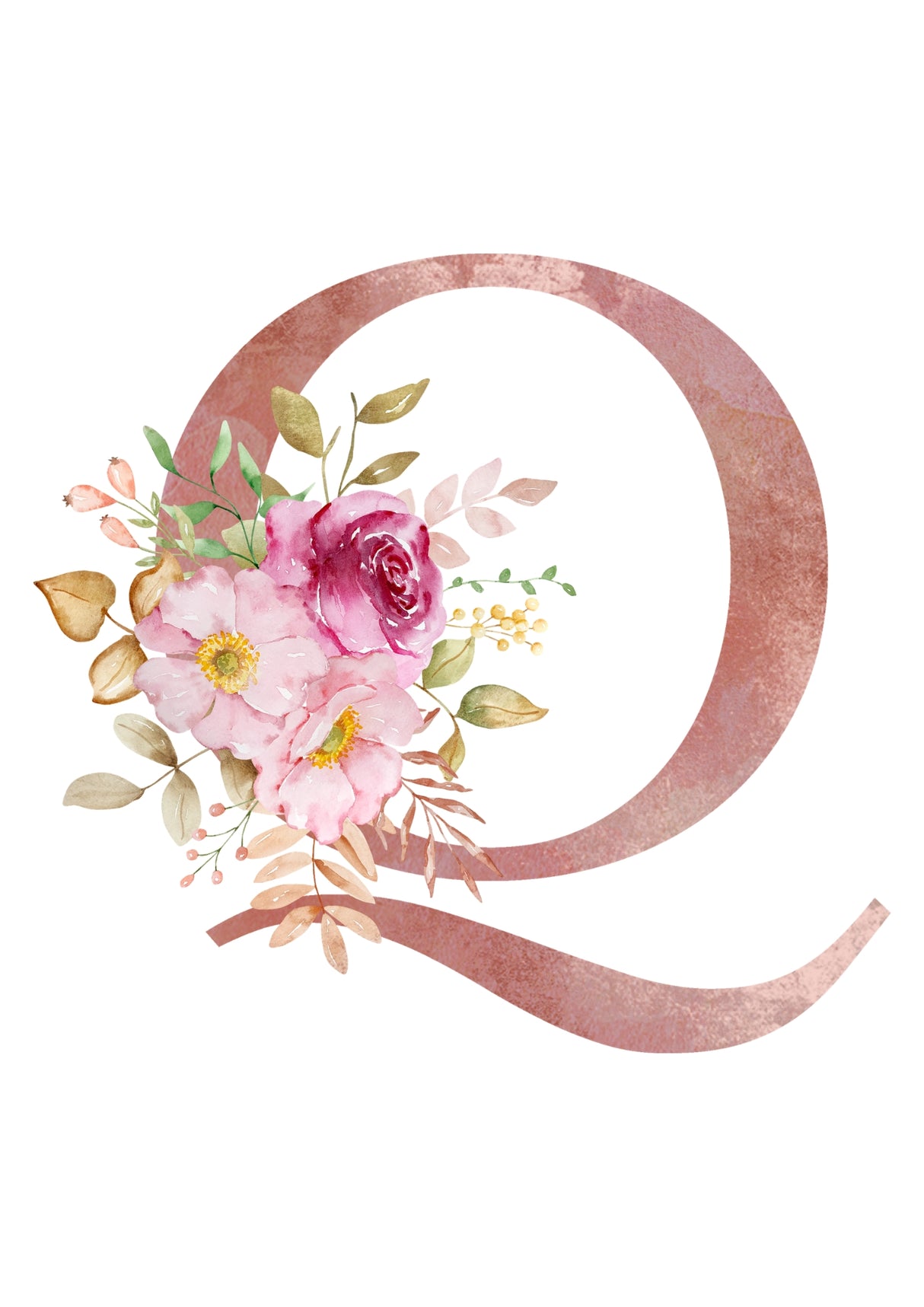Personalised Tote Bags - Pink Floral Initial Design (A-Z)
