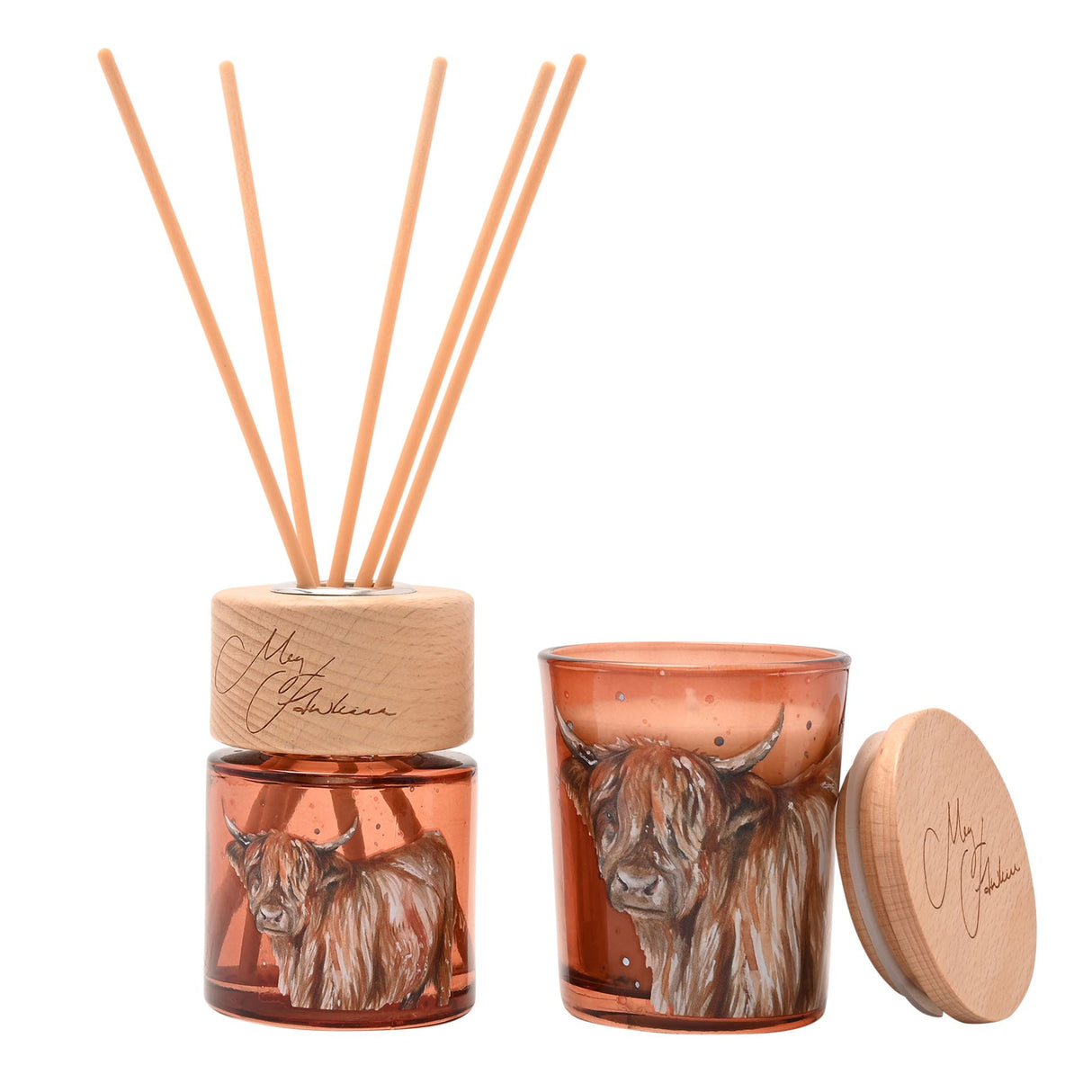 Meg Hawkins Highland Cow Mini Candle & Reed Diffuser Gift Set - Apple Orchard