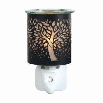 Aroma Electric Wax Melt Burner Plug In - Black & Gold Tree Of Life