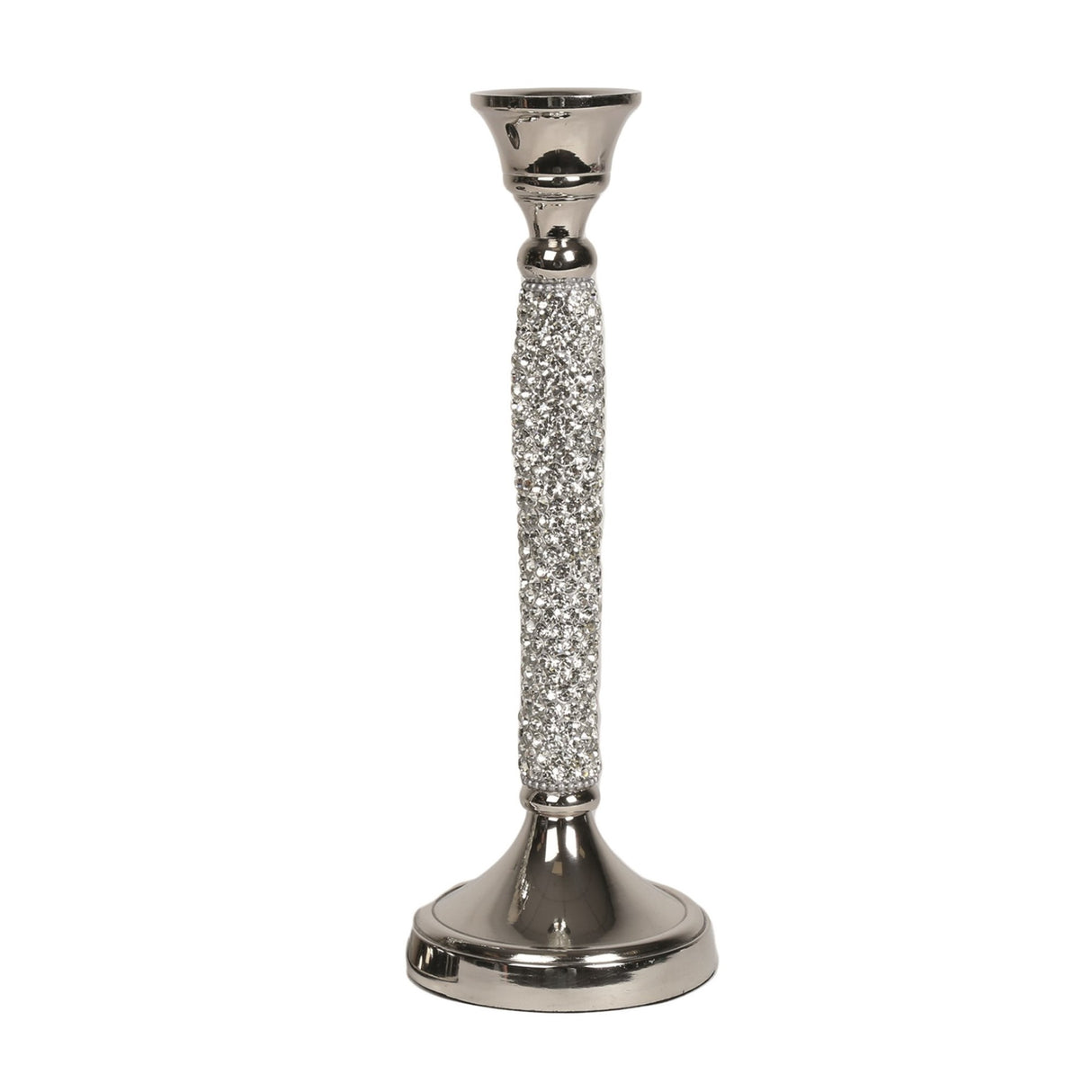 Silver & Jewel Tapered Dinner Candle Holder - Various Sizes