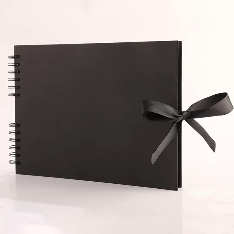 Woodside Home Living Ribbon Tie Scrap Book Style Photo Album 29cm x 21.5cm - black