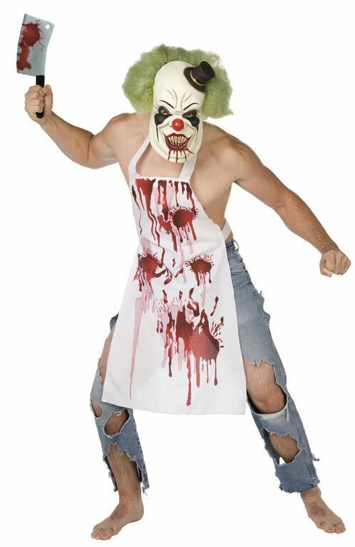 The Butcher Killer Clown Overhead Mask & Apron Halloween Costume