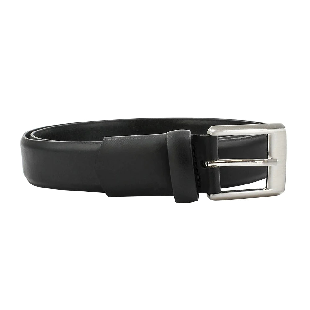 Leather Stretch Belt Brushed Silver Buckle