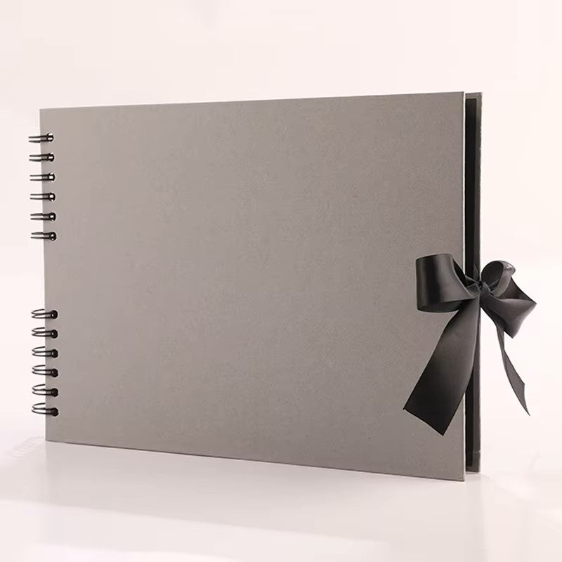 Woodside Home Living Ribbon Tie Scrap Book Style Photo Album 29cm x 21.5cm - grey