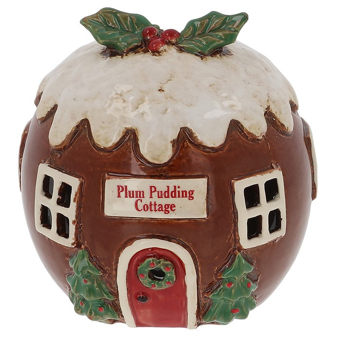 Village Pottery Christmas Collection Tea Light Holders - Plum Pudding House