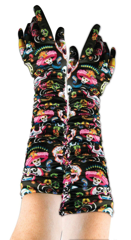 Day of the Dead Fancy Dress Gloves