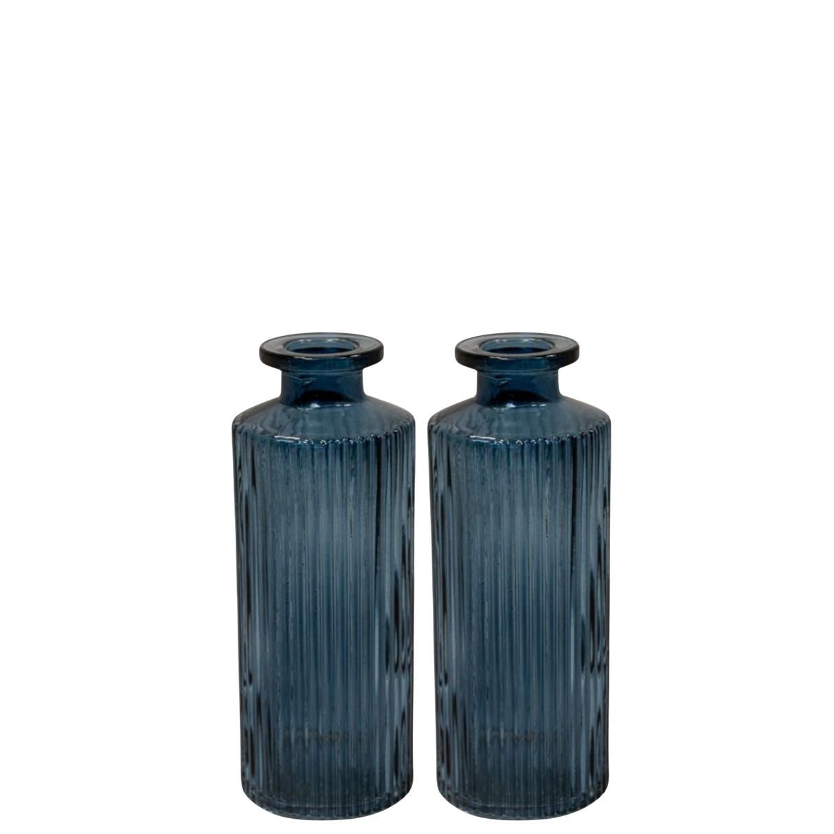 Satchville Ribbed Glass Bottle Vases 13cm - Blue Set of 2
