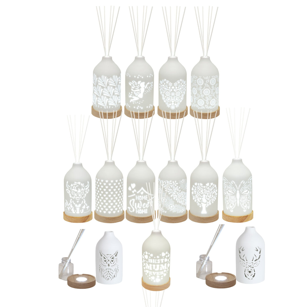 Aroma LED Ceramic Reed Diffuser - Various Designs