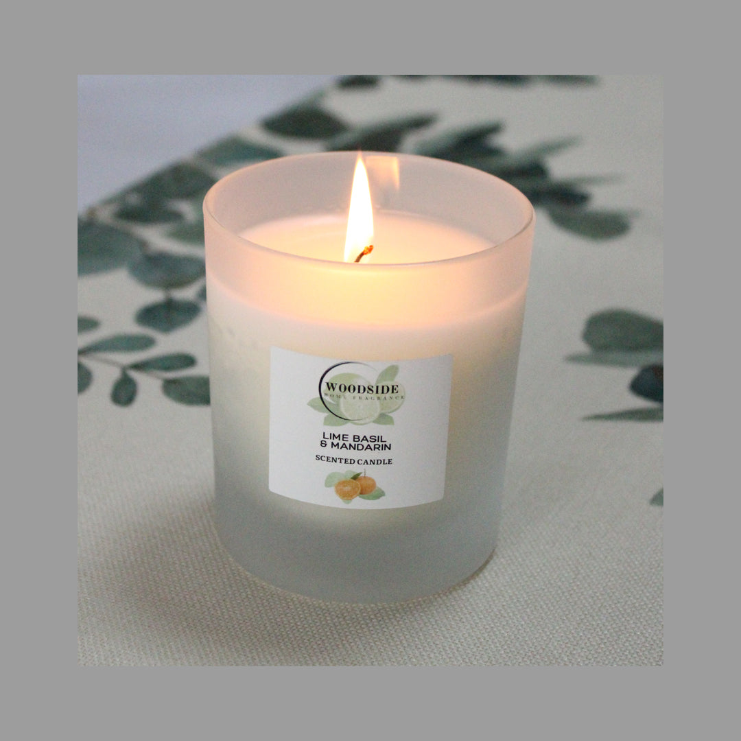 Woodside Home Fragrance Glass Scented Candle - Lime Basil & Mandarin