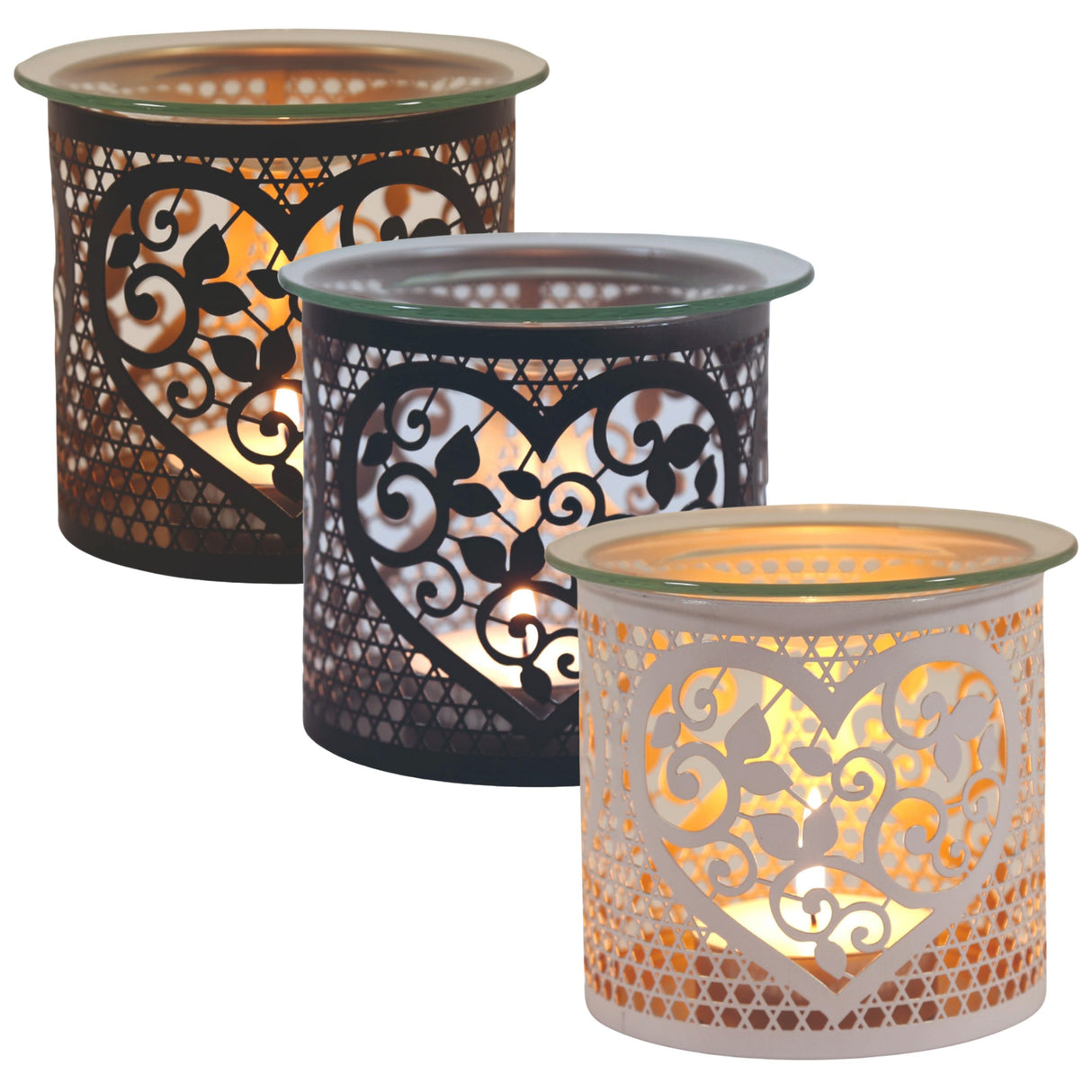 Aroma Metal Silhouette Wax Melt Burner/Candle Holder Heart Design