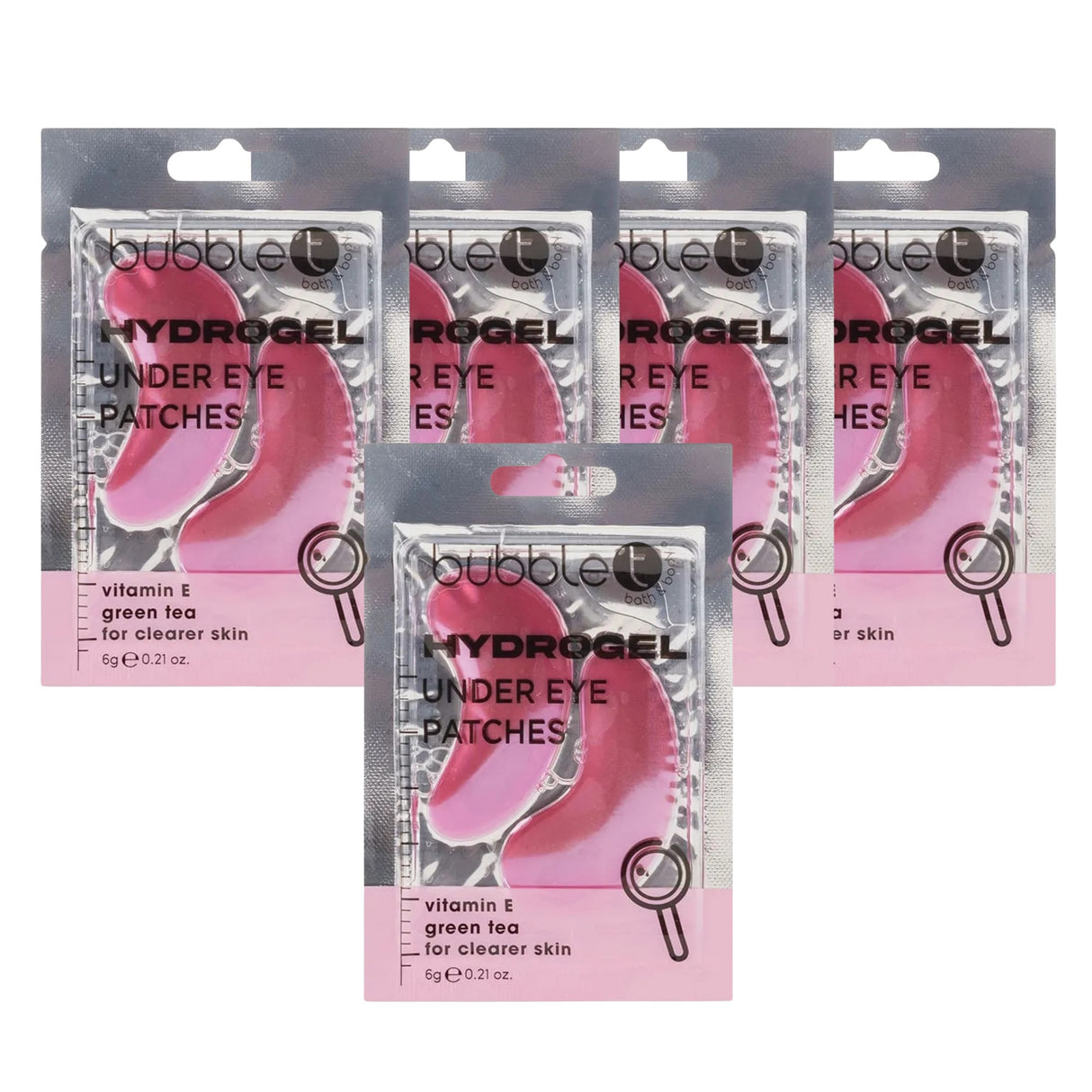 Bubble T Vitamin E & Green Tea Hydrogel Under Eye Patches for Clearer Skin 5 Packs