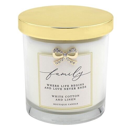 Boutique Jar Candle with  Bow Embellishment - Sentiment Gift Idea Family Friend