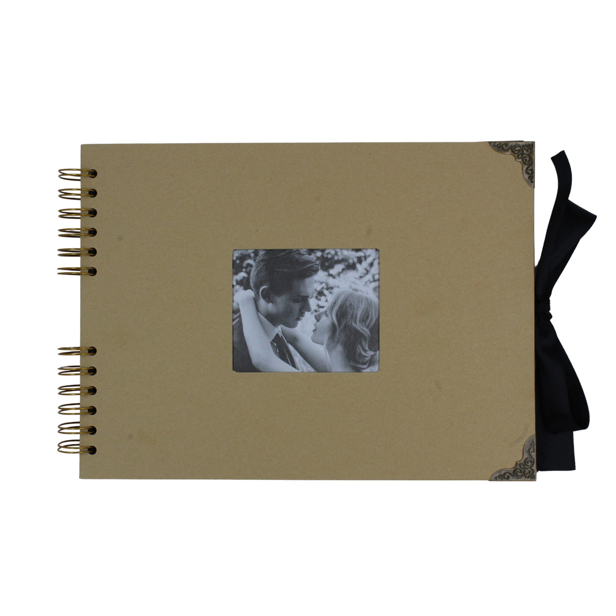 Woodside Home Living Metal Corner Scrap Book Style Photo Album 29cm x 21.5cm brown