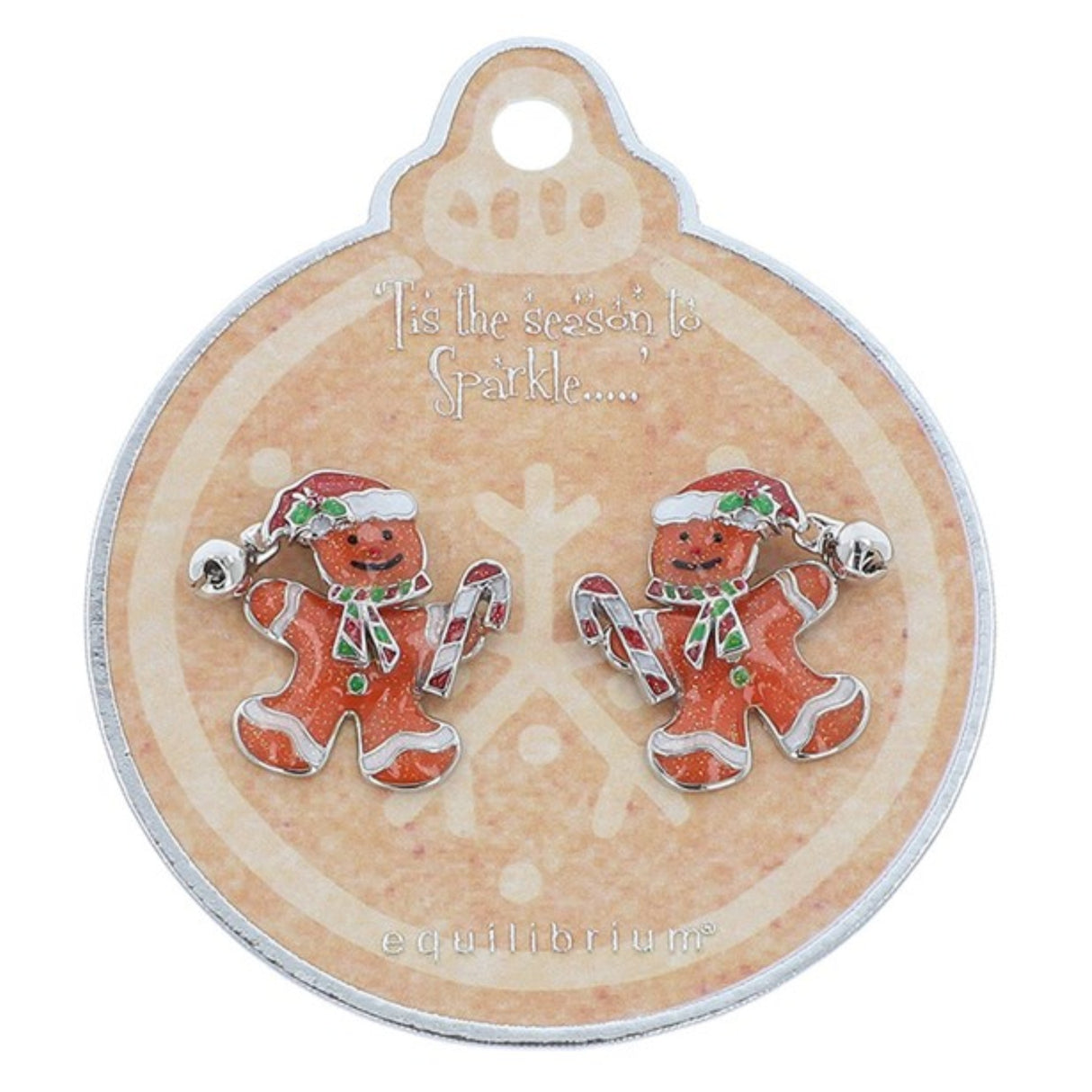 Equilibrium Silver Plated Christmas Moving Gingerbread Man Earrings