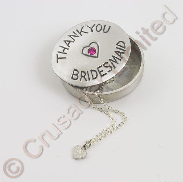 Pewter Trinket Box with Gemstone - Thank You Bridesmaid