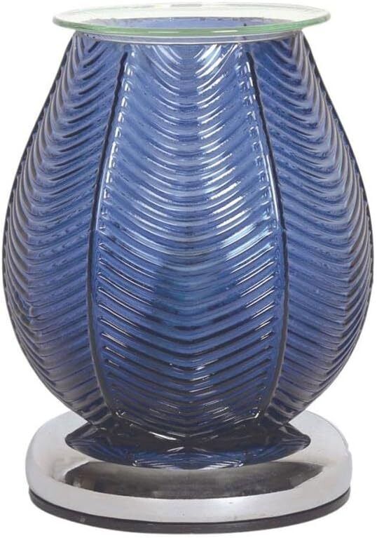 Blue Ribbed electric wax burner