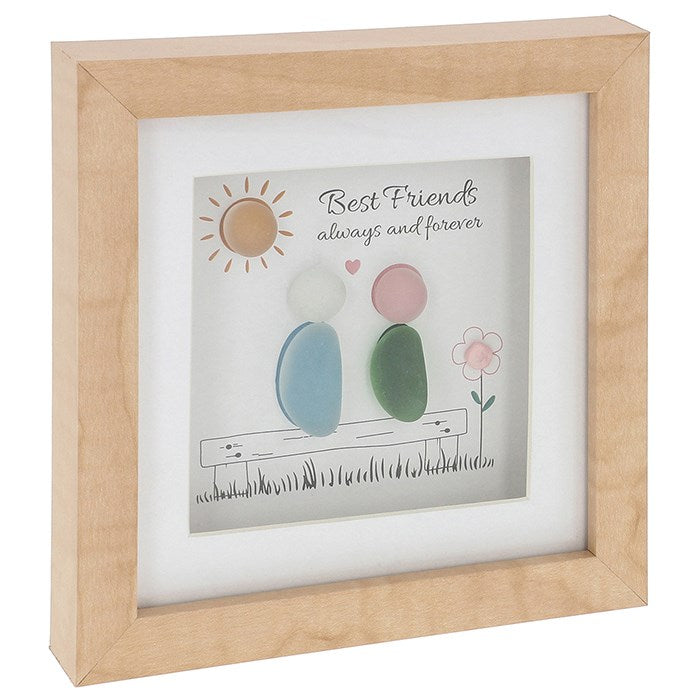 Pebble Glass Square Plaque - Best Friend