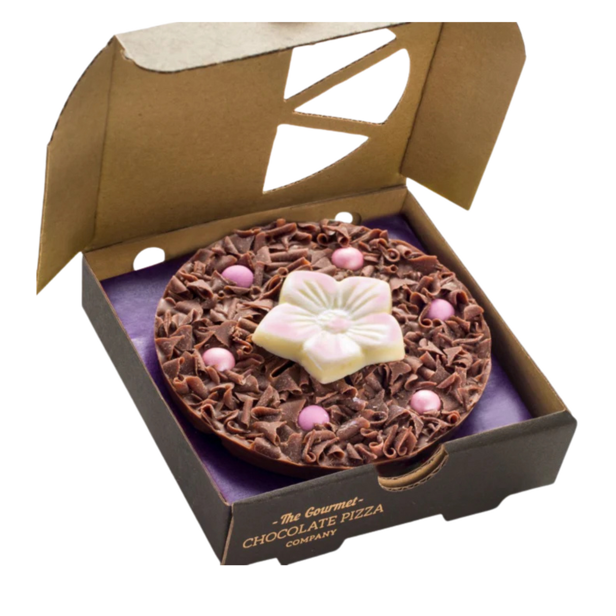 Flower 4" with Curls Chocolate Pizza