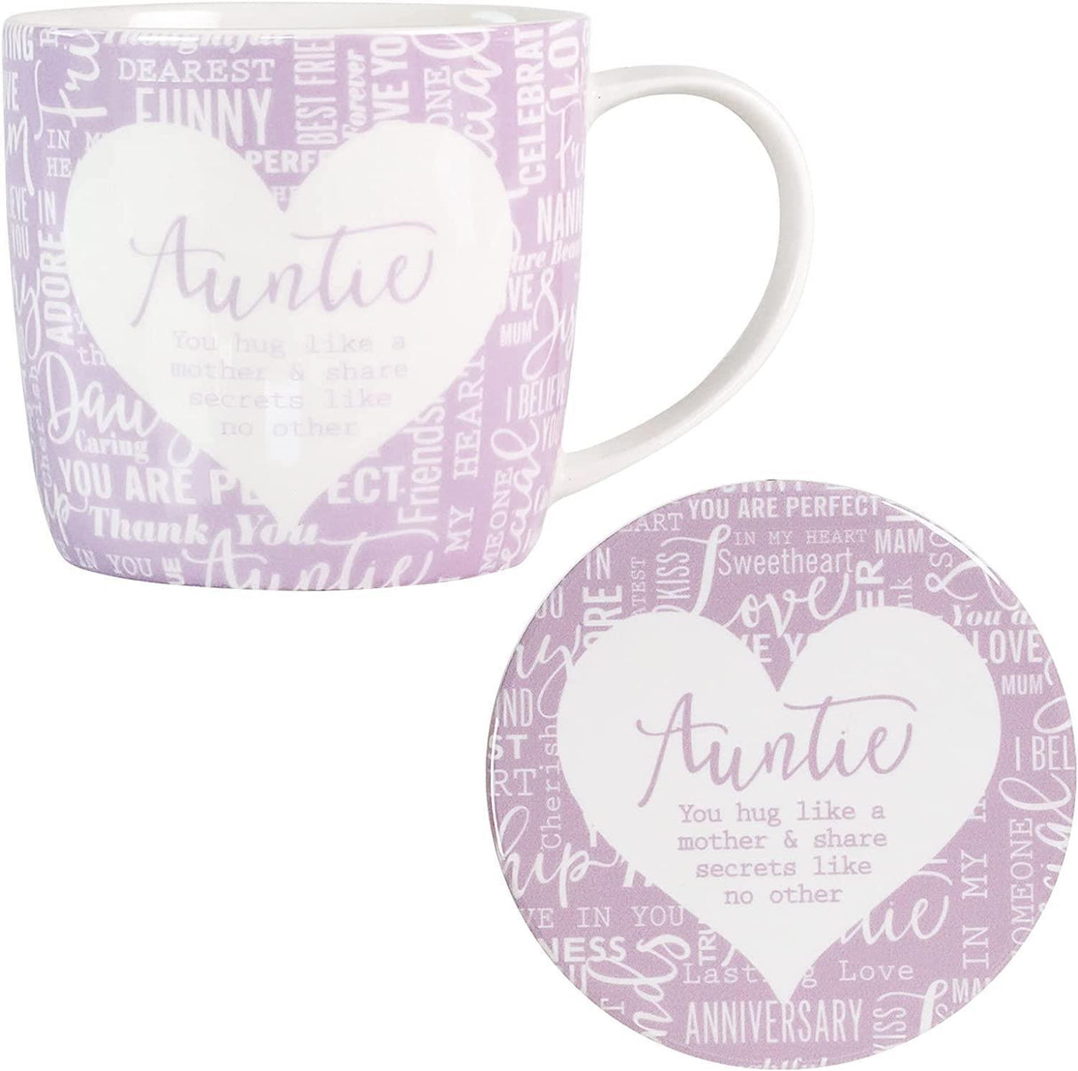 mug and coaster set auntie design