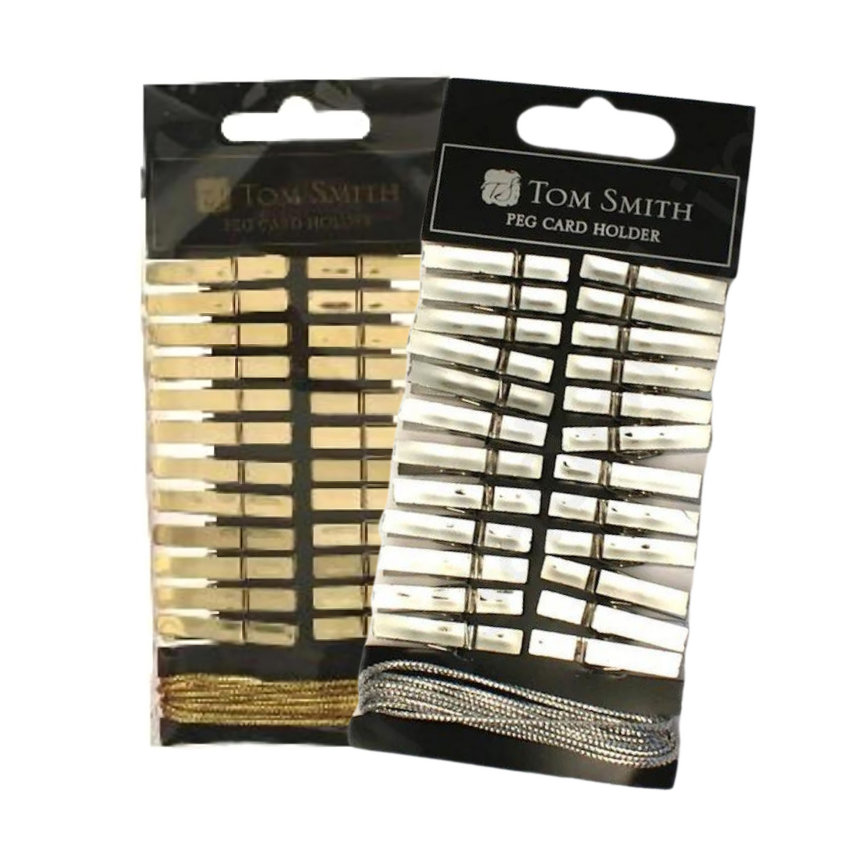 Tom Smith Christmas Card Holder Pegs in silver or gold