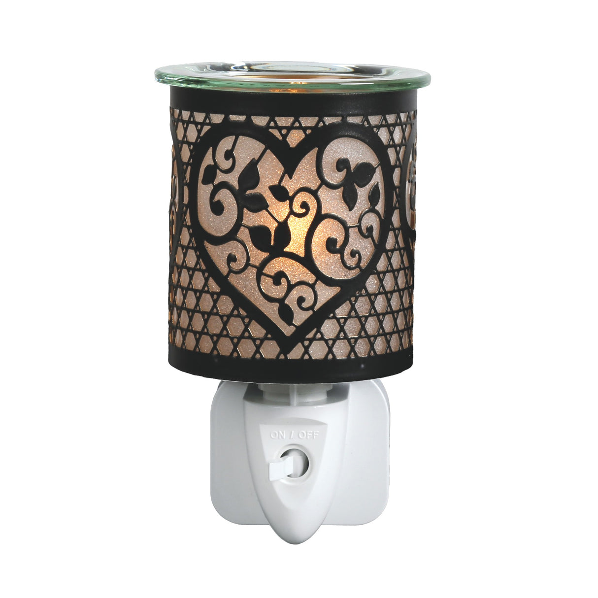 Aroma Electric Wax Melt Burner Plug In - Black & Gold Heart