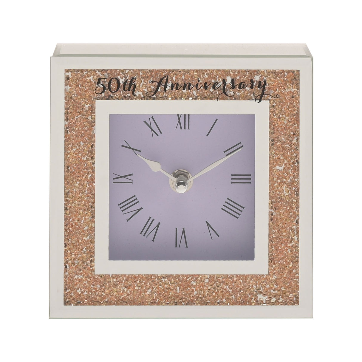 Celebrations Crystal Border Mantel Clock - 50th Anniversary