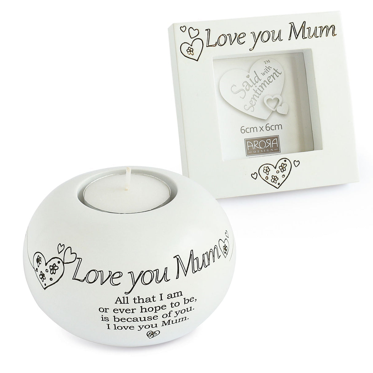 Said with Sentiment Candle Holder & Frame - Love You Mum