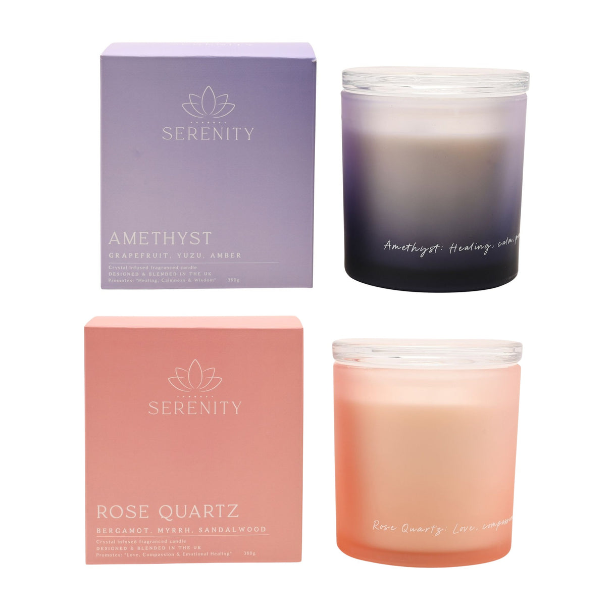 Serenity Crystal Infused Candle - Various Crystals