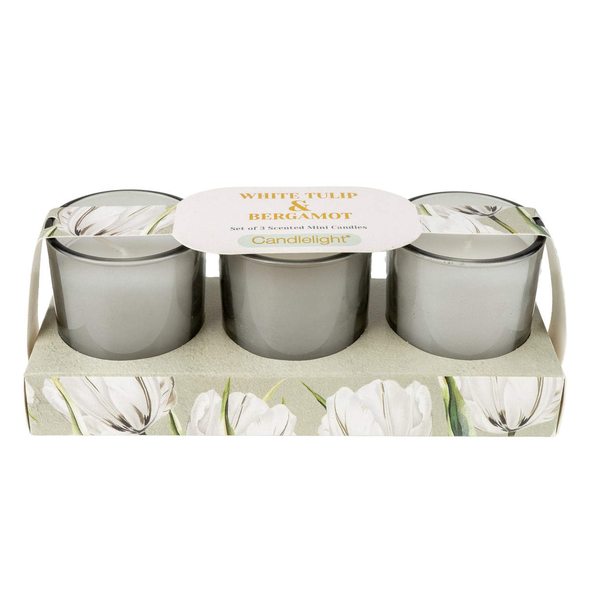 Candlelight Spring Summer Collection Set of 3 Votive Candles - White Tulip & Bergamot