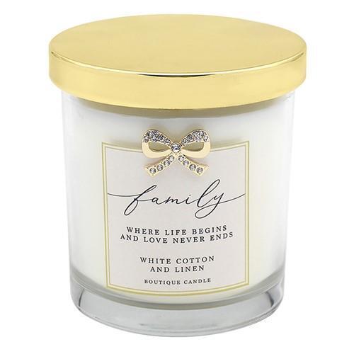 Boutique Jar Candle with  Bow Embellishment - Sentiment Gift Idea Family Friend
