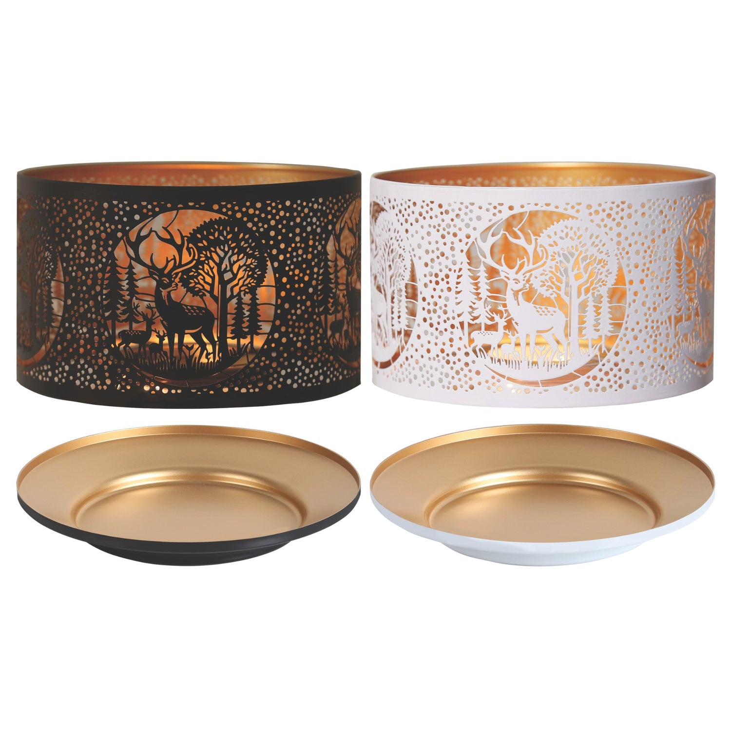Aroma Jar Candle Metal Silhouette Shade & Tray Set Deer Design - Various Colours