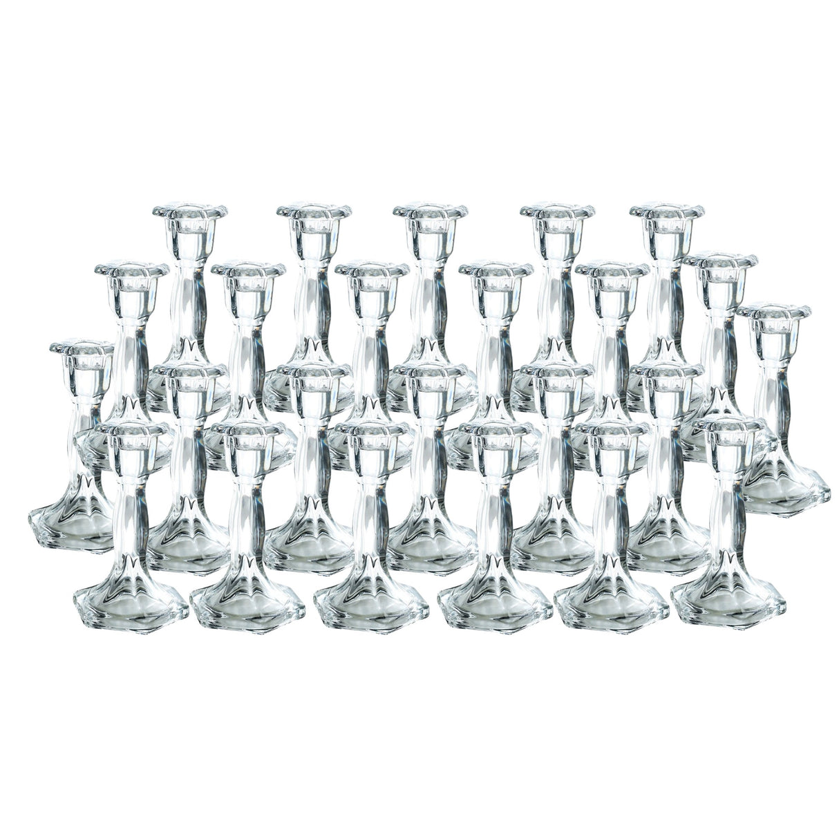 Woodside Home Living Hexagon Base Clear Glass Candle Holders - Various Sets