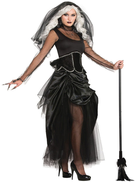 Shadow Ghost Lady  Fancy Dress Costume Size10-14