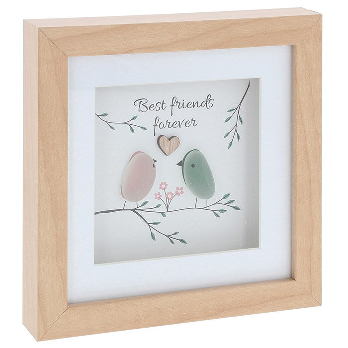 Pebble Glass Plaque - Best Friend (Birds)