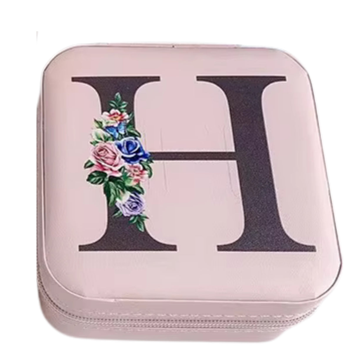 Krystina's Collection Pink Travel Jewellery Box with Floral Initial - Various Letters