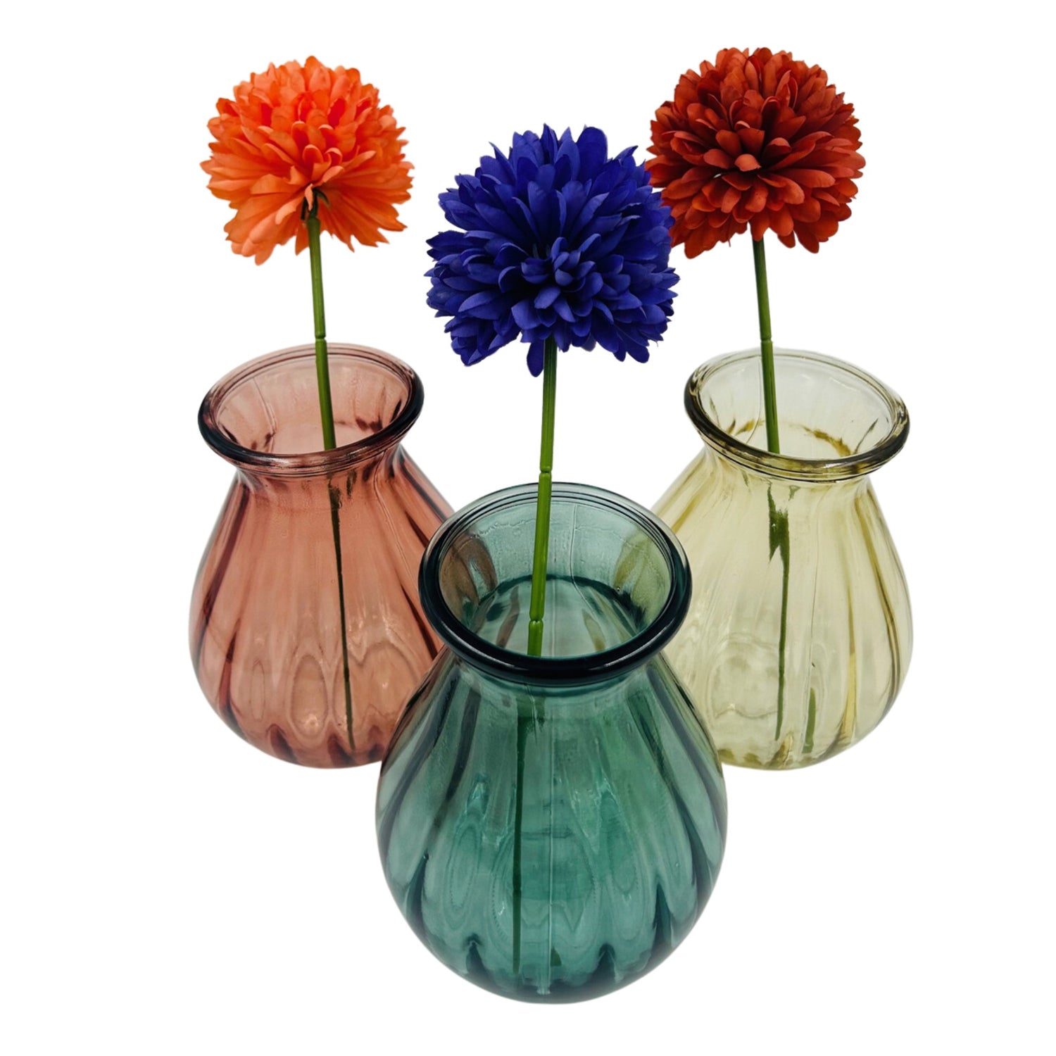 Pale Glass Medium Flute Vase - Set of 3