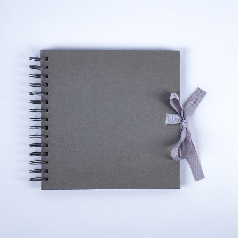 ribbon tie scap book style photo album grey