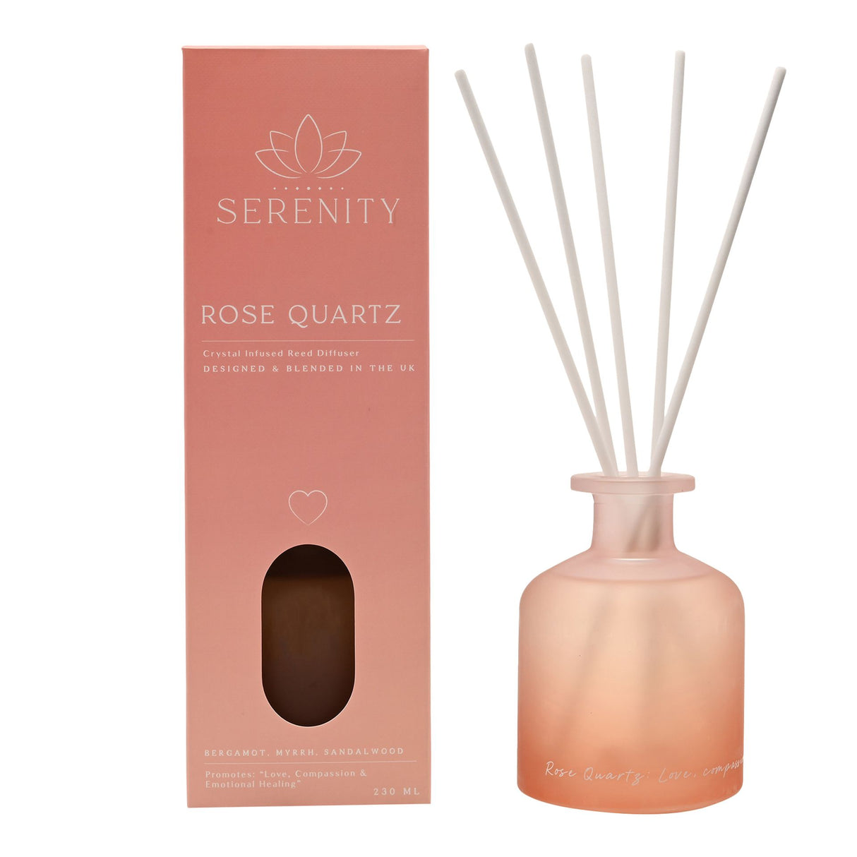 Serenity Crystal Infused Reed Diffuser 230ml - Rose Quartz