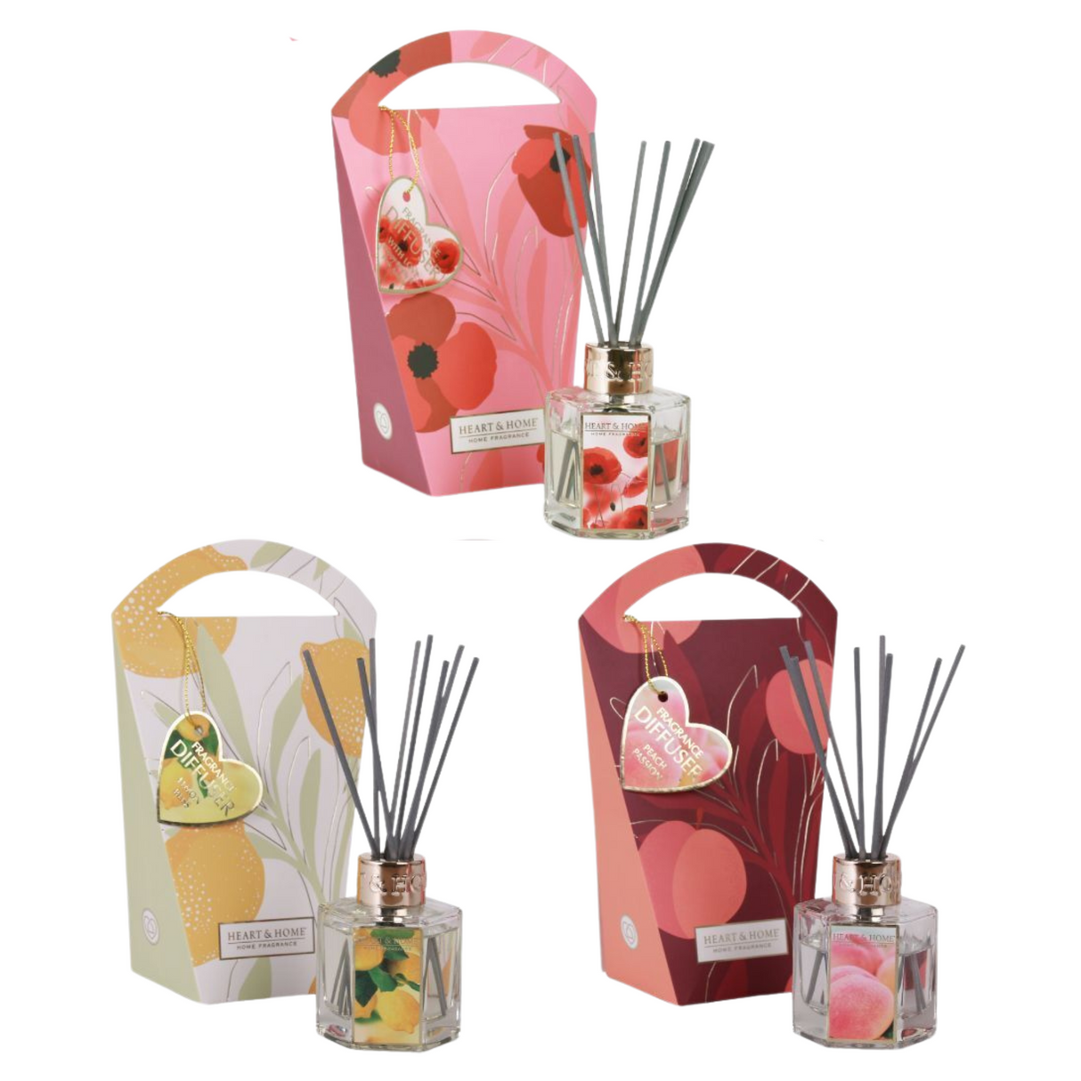 Heart & Home Reed Diffuser - With Love Poppy Peach Passion Cotton Blossom