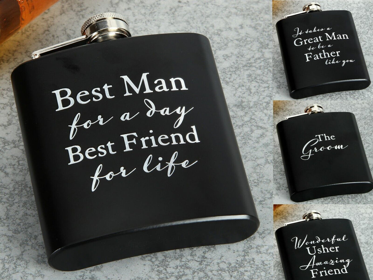 Amore Wedding Day Hipflask - Various Designs Father Groom Usher