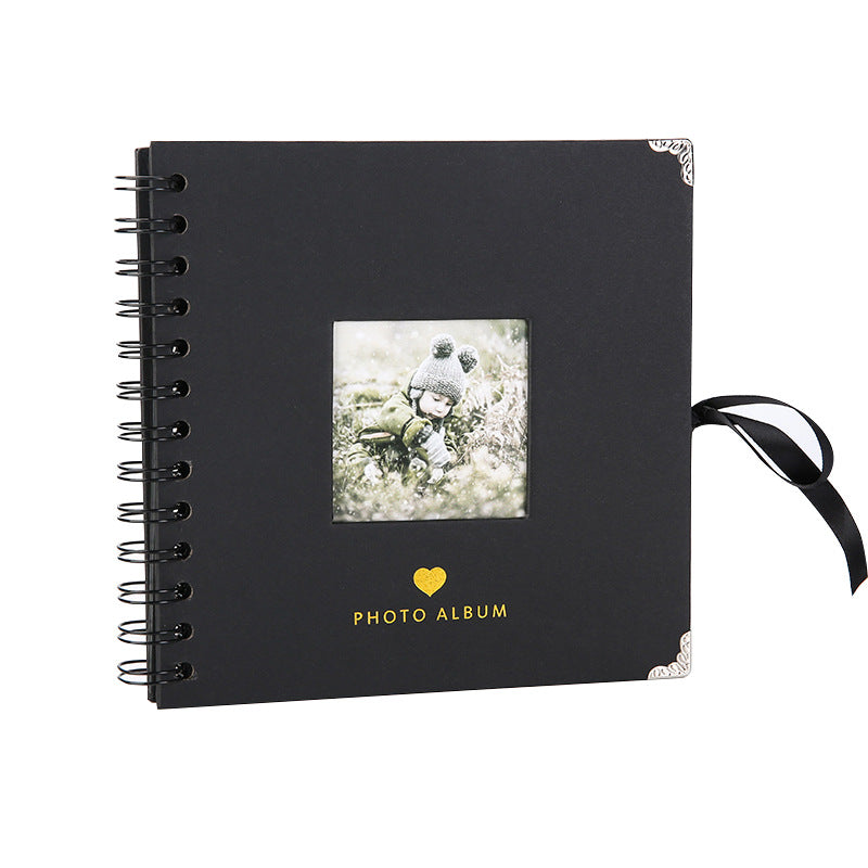 Woodside Home Living Metal Corner Scrap Book Style Photo Album 17cm x 17cm black