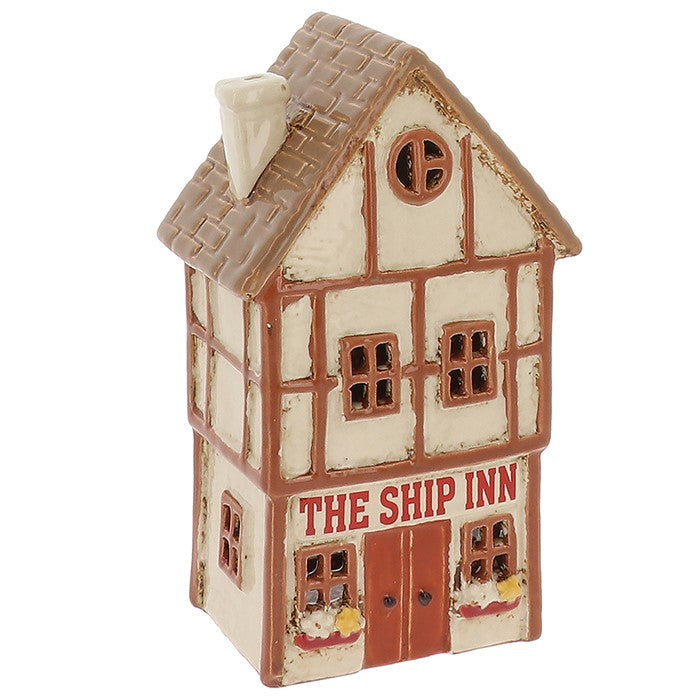 Village Pottery Tealight Holder Pub Collection - The Tudor Ship Inn Pub