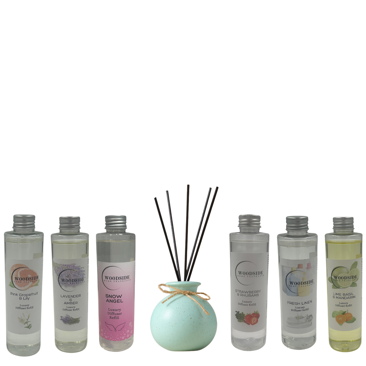 Woodside Round Green Pastel Ceramic Reed Diffuser Vase with Woodside Luxury Refill