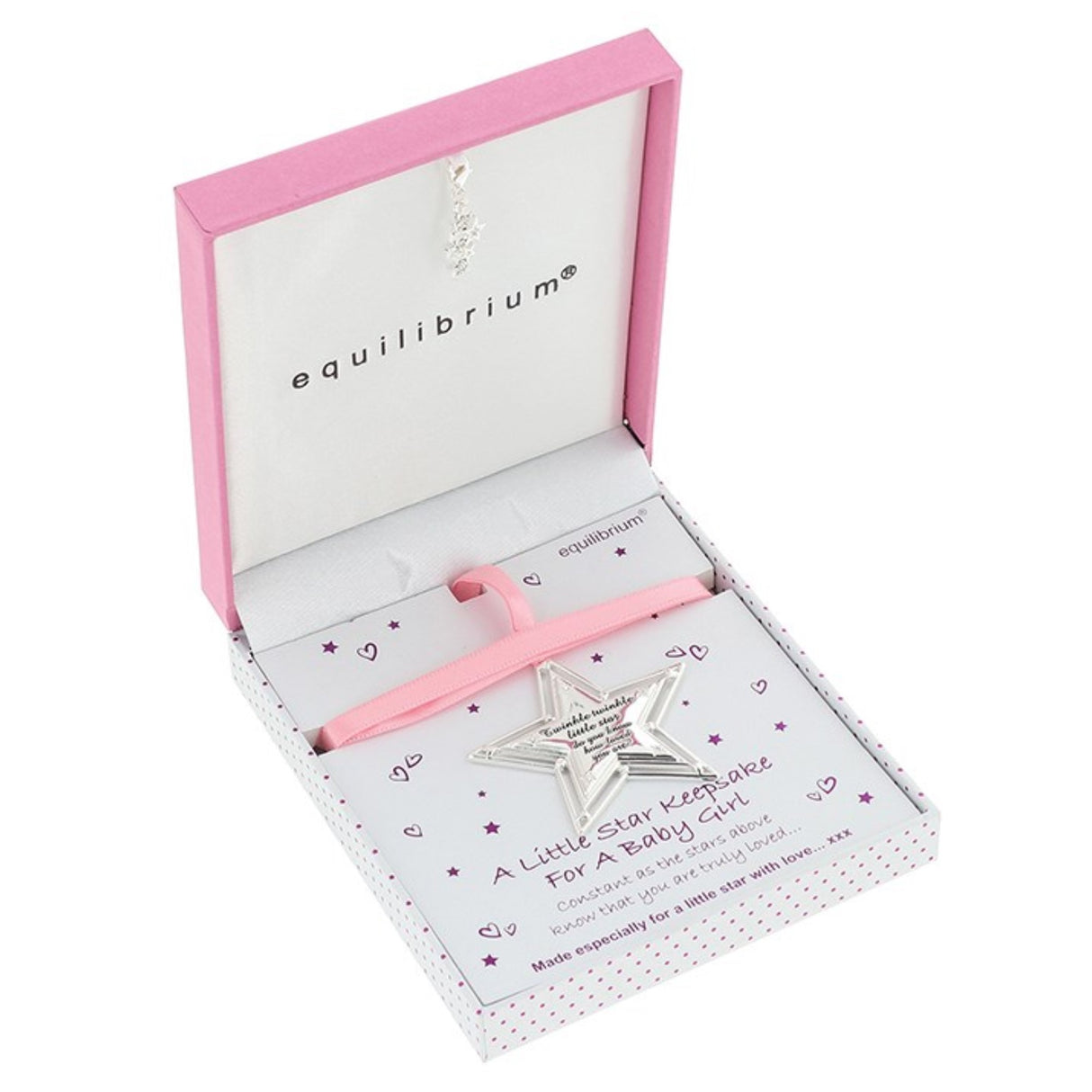 Equilibrium Silver Plated Twinkle Star Keepsake - Baby Girl