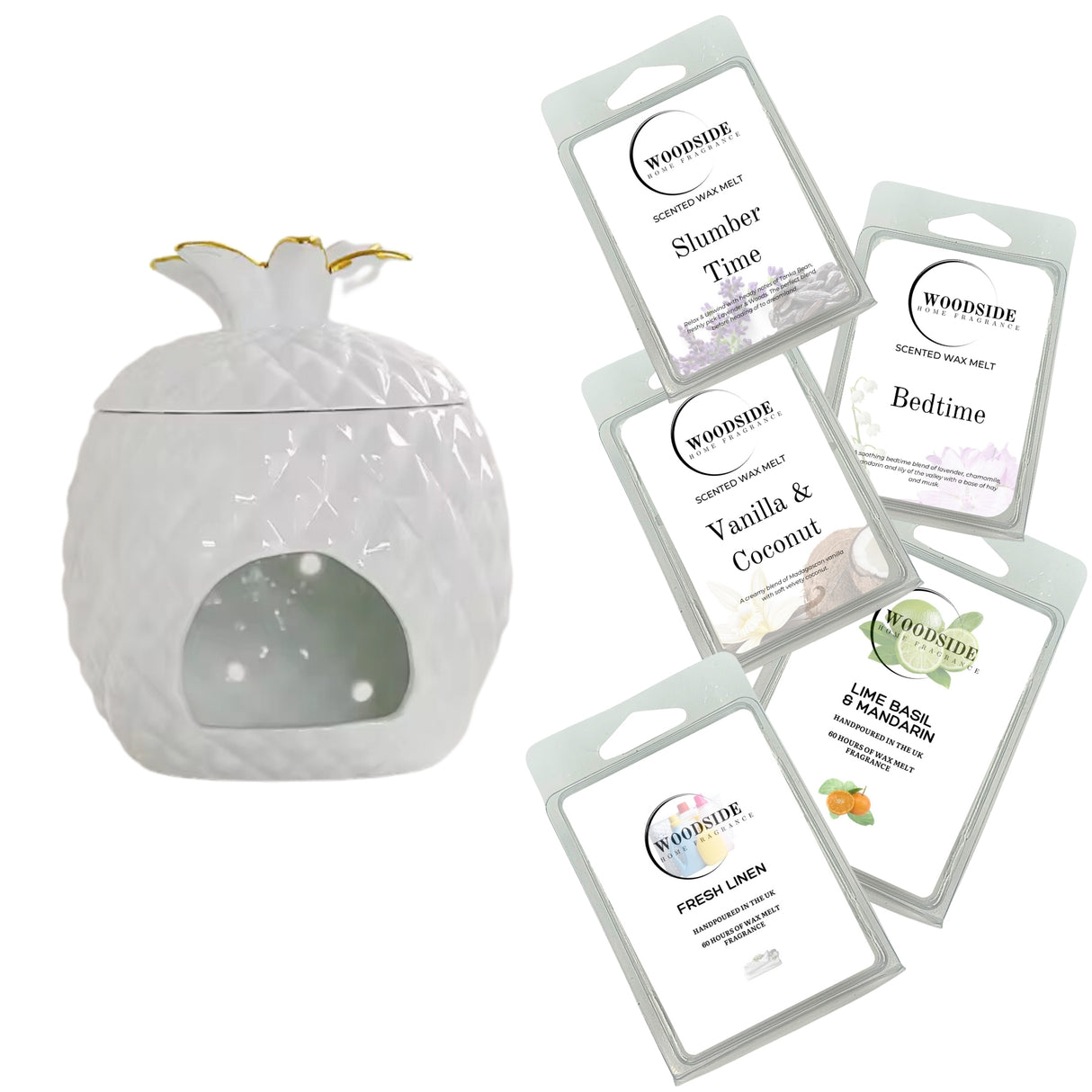 Woodside Home Living Pineapple Design Tealight Burner With Free Wax Melt