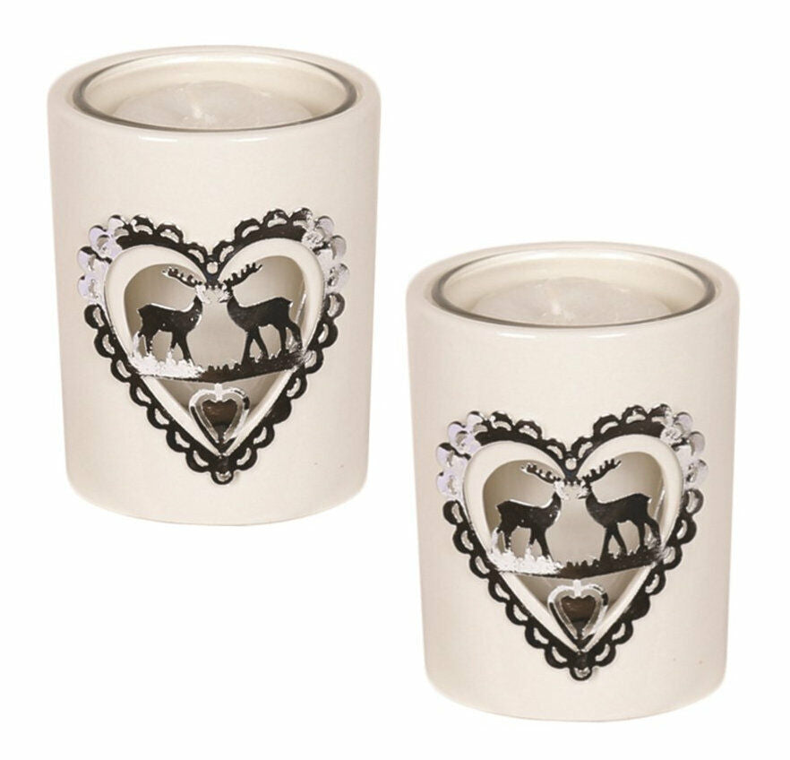 Aromatize Christmas Festive Votive or Tea Light Candle Holders (2) reindeers