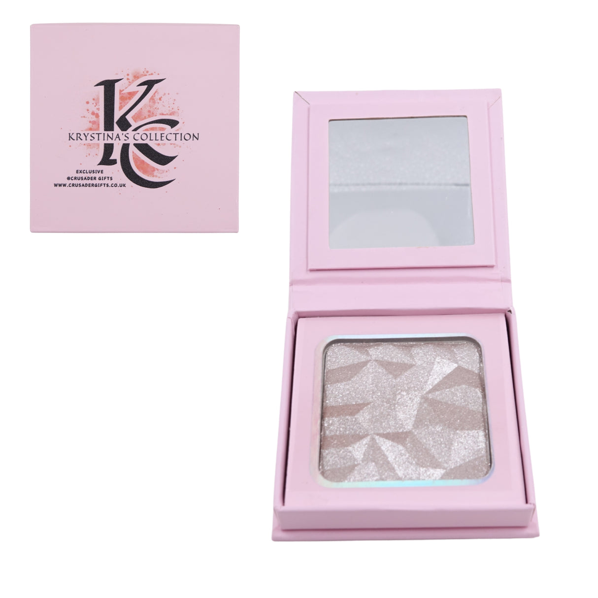 Krystina's Collection Shimmer Highlighter Powder Compact with Mirror - Various Colours